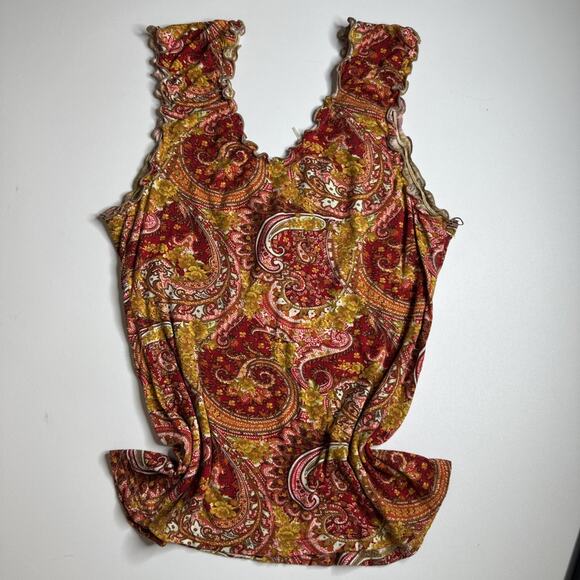 Bellina Y2K Paisley Ruffle Top Lace Up Boho Festival Fairycore Canada S Retro - Picture 4 of 13